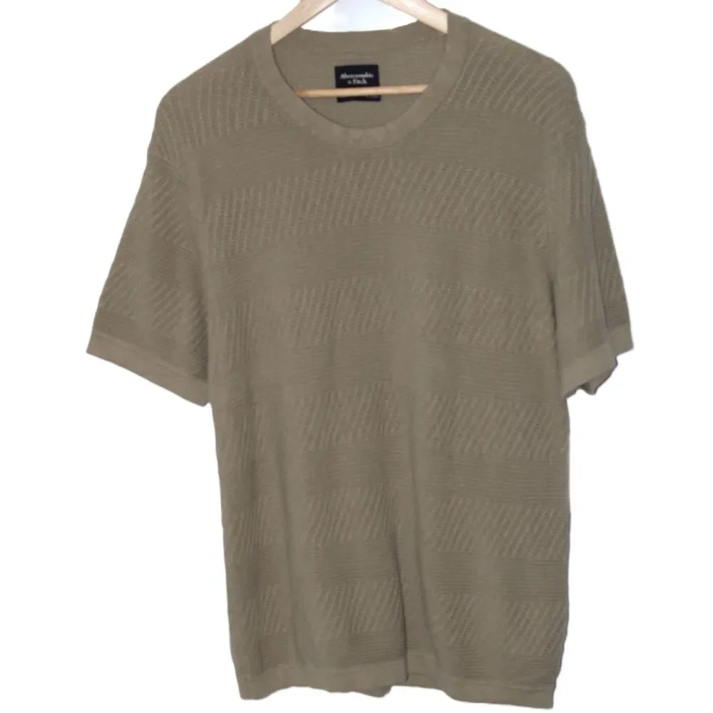 Womens Abercrombie & Fitch Green Ribbed Knit Crew Neck T-Shirt Top Size Medium M